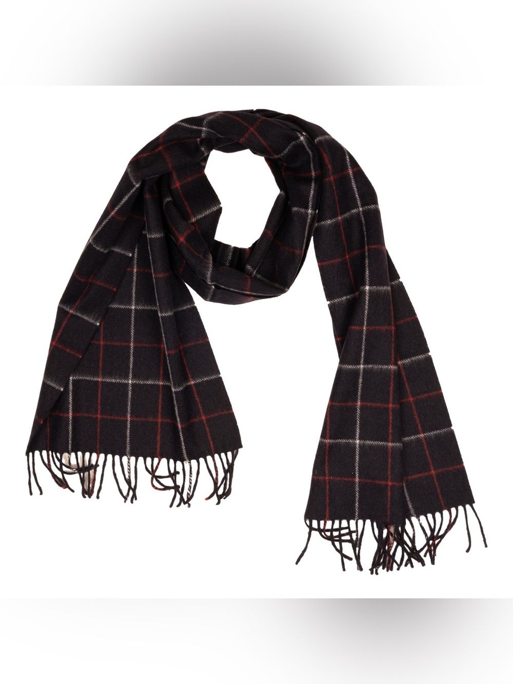 Unisex Black Plaid Cashmink Scarf